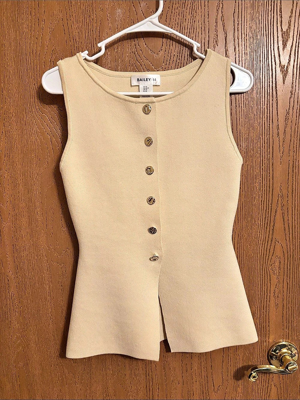 Structured Vest in Beige with Gold Buttons